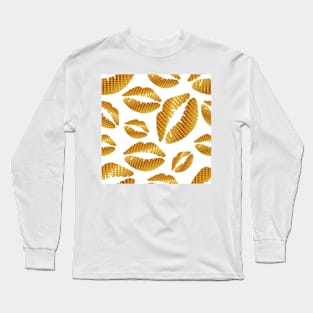 Golden lips on white Long Sleeve T-Shirt